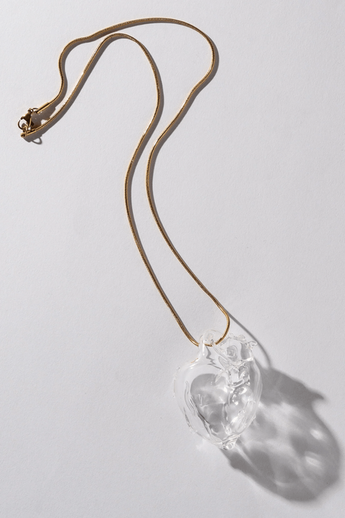 Clear Blown Heart Necklace